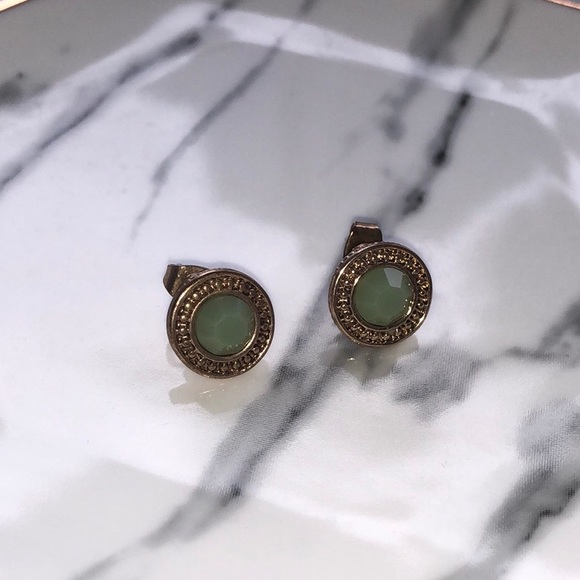 Mint green and gold earrings - Picture 1 of 1